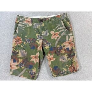 Jet Lag Floral Cotton Casual Shorts (Men's 38) Green - 13"